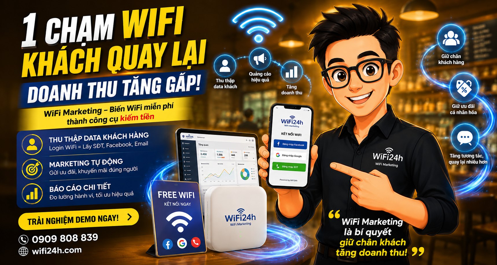 COMBO TP-Link EAP650 + WiFi Marketing Vĩnh Viễn
