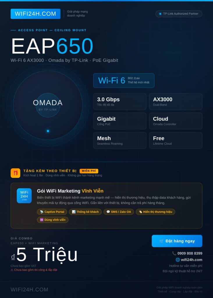 COMBO TP-Link EAP650 + WiFi Marketing Vĩnh Viễn